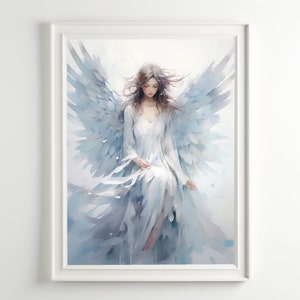 Angel Painting Watercolor Woman Painting Christmas Snow Angel Wall Art