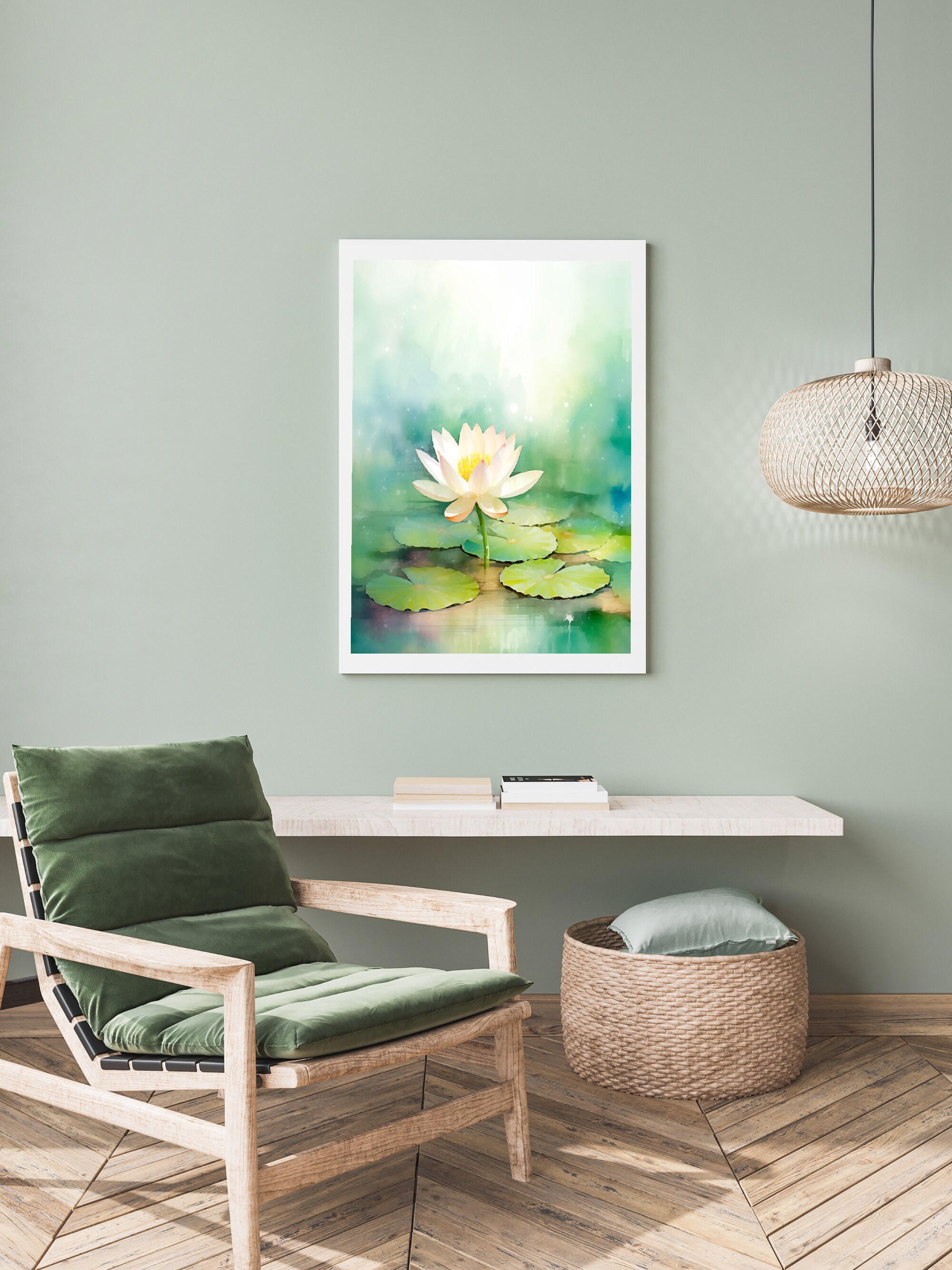 Lotus Painting Flower Watercolor Art Print White Lotus Wall Art - Etsy