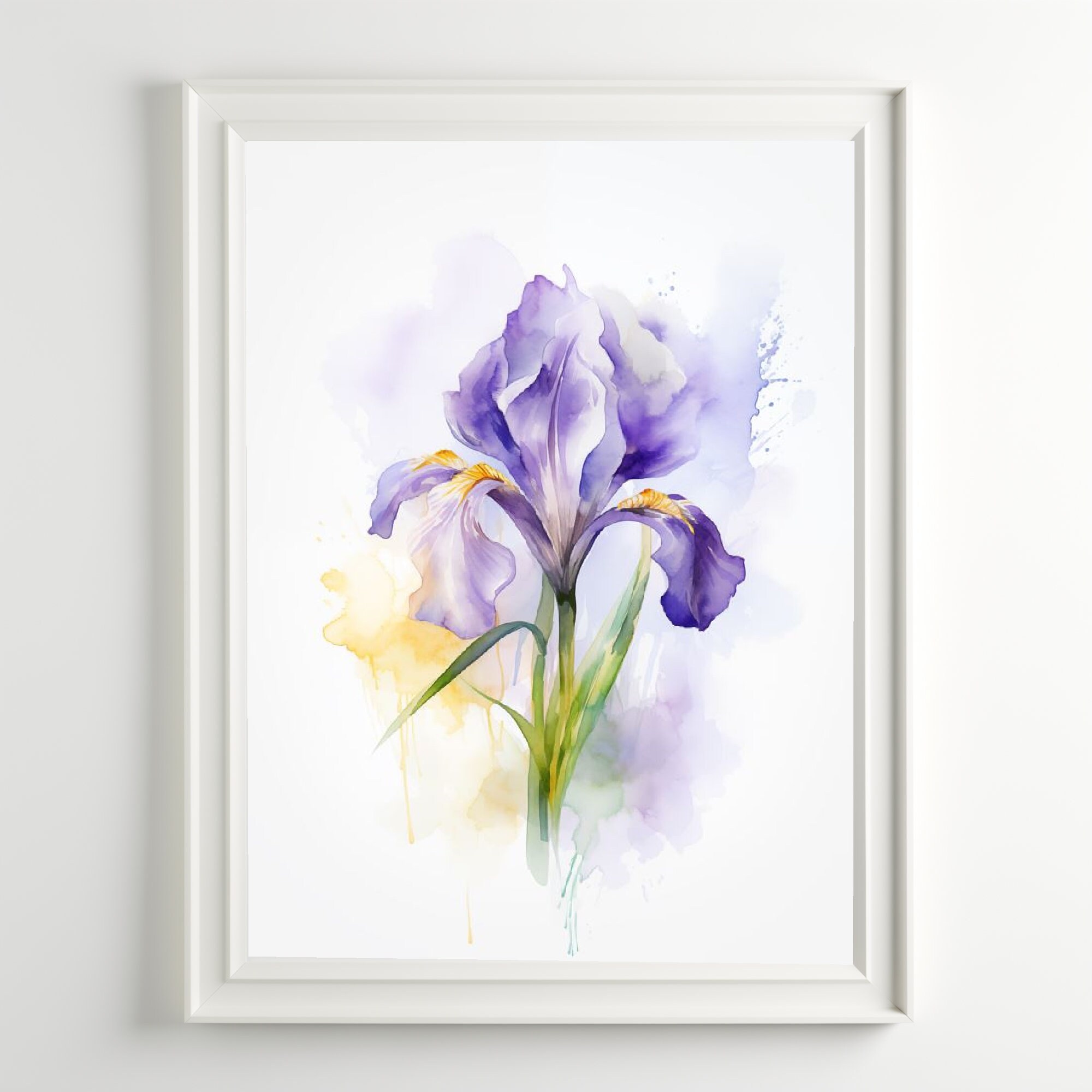Iris Painting Flower Watercolor Art Print Botanical Wall Art Farmhouse ...