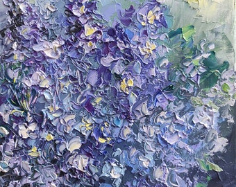 Lilac Painting Impasto Original Art Flowers Lilac Wall Art Small Artwork