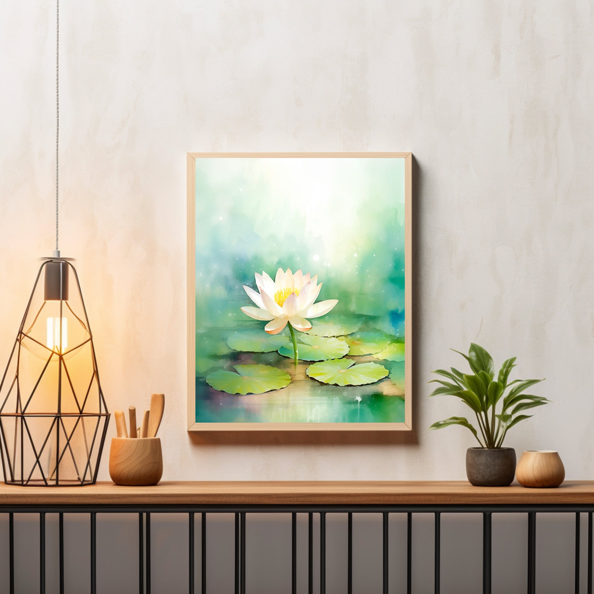 Lotus Painting Flower Watercolor Art Print White Lotus Wall Art - Etsy