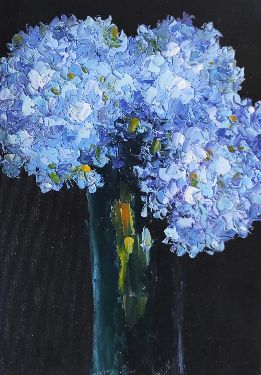 Blue Hydrangea Oil Painting Original Textured Floral Art Modern Impasto ...
