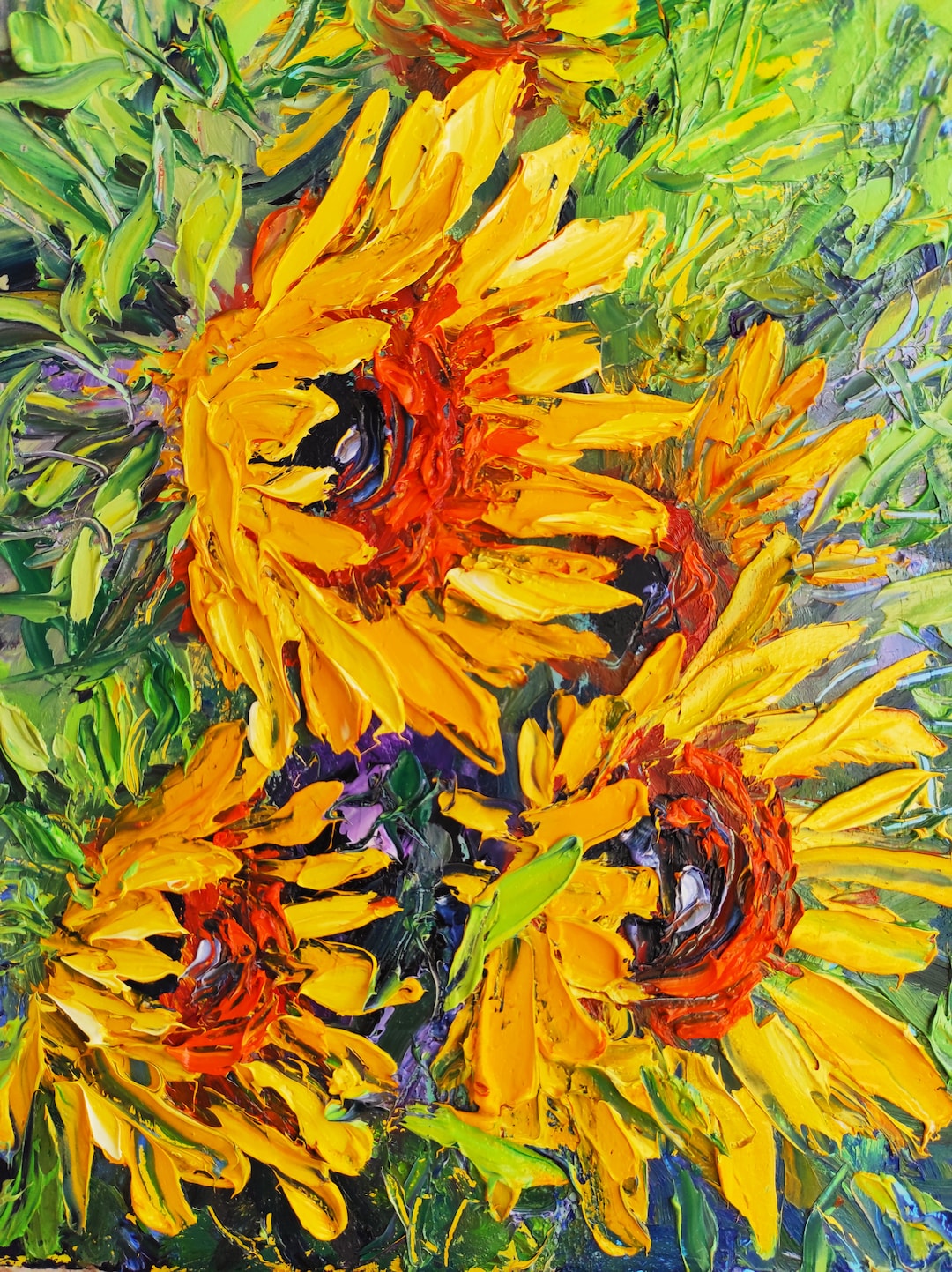 Sunflower Painting Original Art Flower Painting Impasto Oil Painting ...