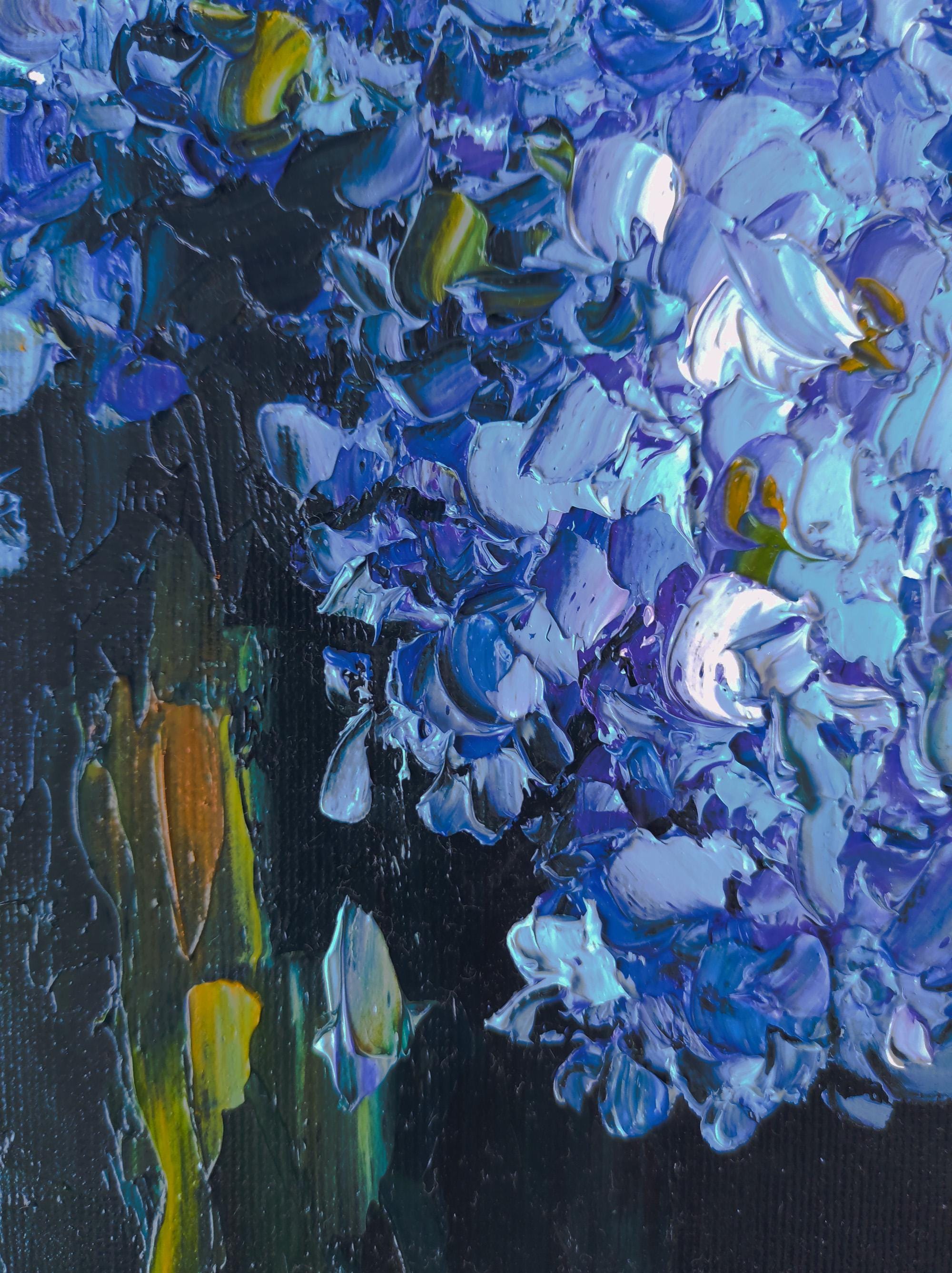 Blue Hydrangea Oil Painting Original Textured Floral Art Modern Impasto ...