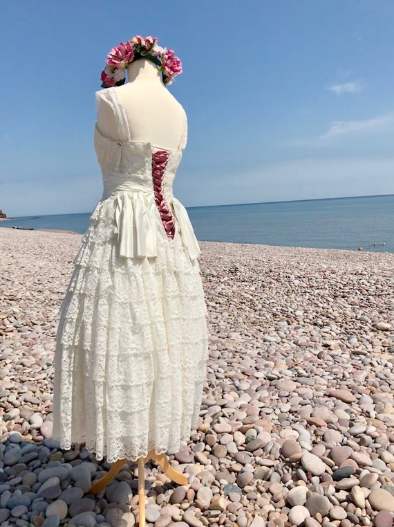 Original vintage 1950's lace wedding or prom dress