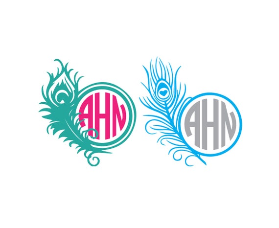 Download Peacock feather monogram download unique animal svg dxf | Etsy