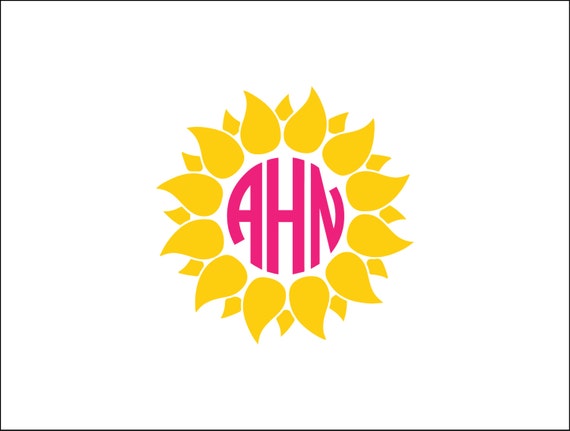 Download Sun Flower monogram digital download svg dxf eps ai png | Etsy