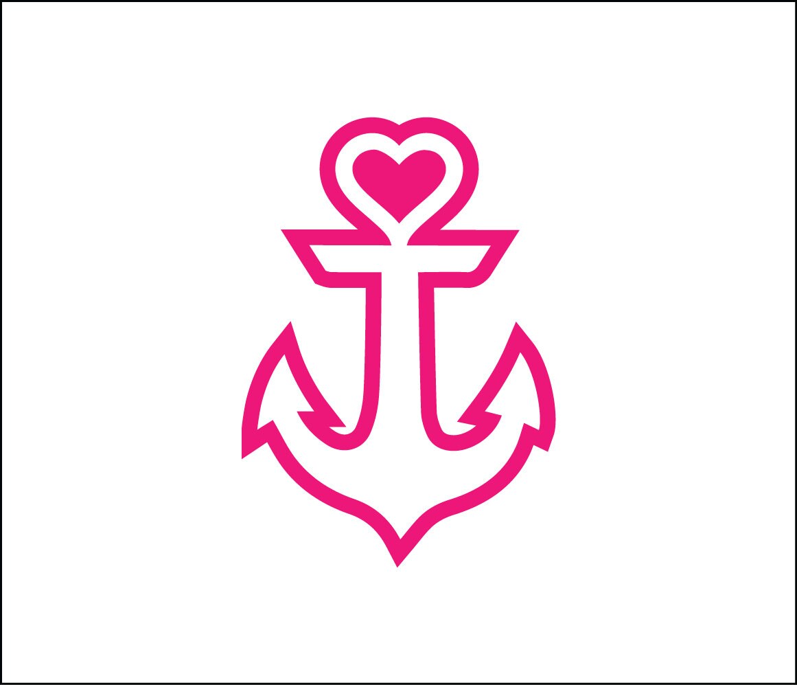 Anchor heart outline vinyl decal girly decal yeti decal car