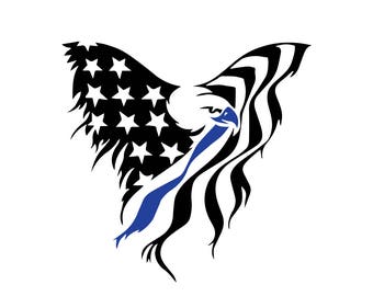 American flag eagle file, unique digital download, svg, dxf, eps, ai, png, patriotic download, proud american, thin blue line, police