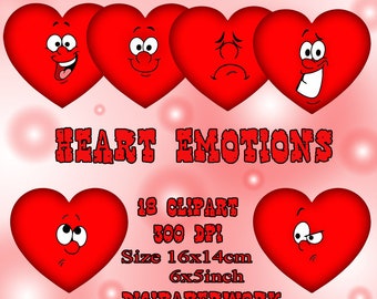 Clipart z emocjami serca: Scrapbooking na Walentynki (pobranie cyfrowe)