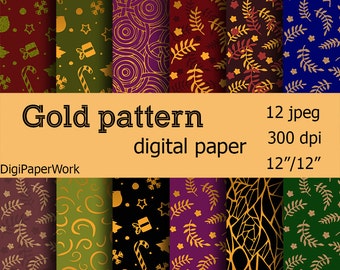 GOLD Digital Paper and Printable Background Patterns - Etsy