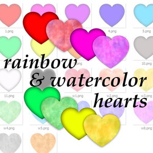 Watercolor hearts, Heart clipart, Digital Hearts Valentine&#39;s day Clip Art Heart Download Digital clipart heart clip art scrapbooking