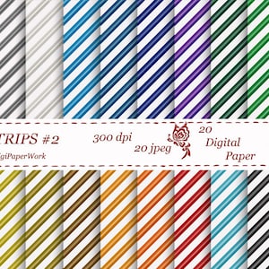 Stripe digital paper strips pattern scrapbooking Instant download strips background Personal and Commercial Use