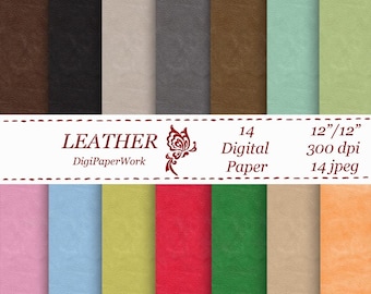 Leather Texture Digital Paper: 12x12 Scrapbook Backgrounds (Digital Download)