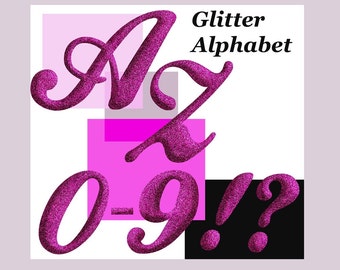 Glitter Digital alphabet, clipart glitter alphabet Digital signs Monogram Glitter ABC