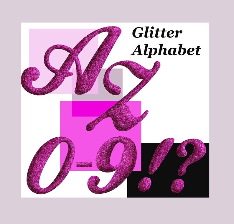 Glitter Digital Alphabet, Clipart Glitter Alphabet Digital Signs