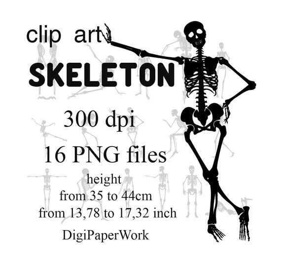 Silhouettes Skeleton Clipart Halloween Skeleton Digital Clipart Instant Download Scrapbooking Elements clip art halloween Skeleton