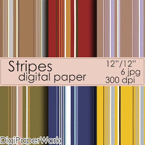 Stripes Digital paper Instant download Scrapbook Paper Digital stripes background strip pattern