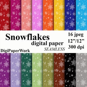 Snowflakes seamless Digital Paper Christmas paper Instant download Snowflakes background for Personal and Commercial Use