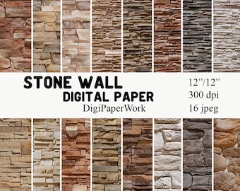 Stone wall Digital Paper stone texture Instant download stone pattern rock background for Personal and Commercial use