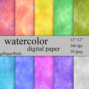 Watercolor Digital Paper, Watercolor Instant download watercolor background for Personal and Commercial Use
