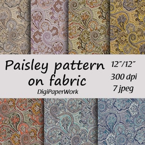 Paisley digital paper fabric Paisley background Instant download for personal and commercial use
