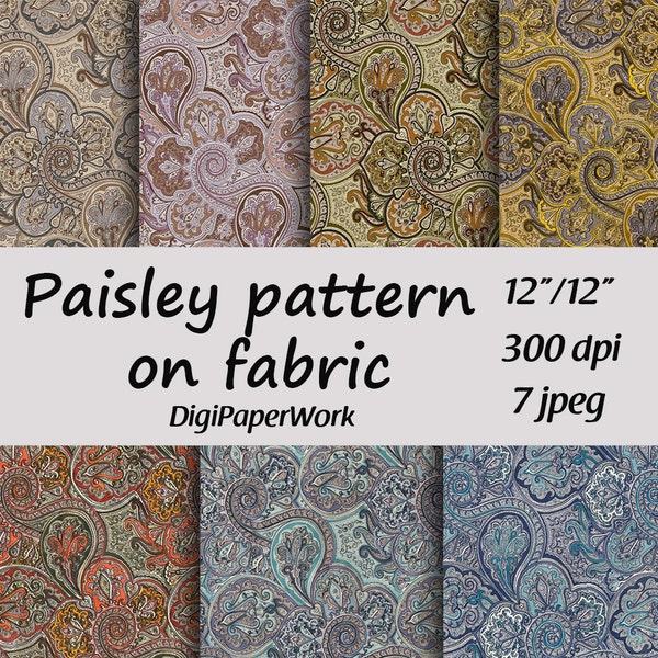 Paisley digital paper fabric Paisley background Instant download for personal and commercial use