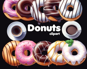 Donut Clipart: Digital Food Illustrations (PNG)