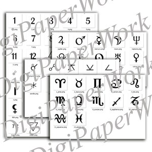 64 segni astrologici file png icone zodiacali download istantaneo Simboli zodiacali