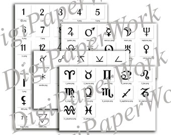 64 Astrology signs  png files zodiac icons instant download Zodiac Symbols