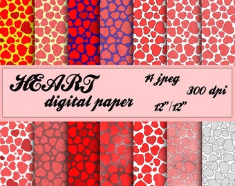 Heart Digital paper, Valentine's day Paper Pack Pencil heart Digital background heart pattern for Personal and Commercial use