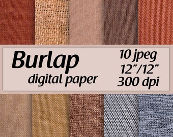 Burlap Texture Digital Paper Pack: 12x12 Printable Backgrounds (Digital Download)