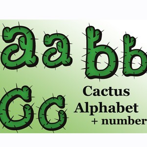 Cactus alphabet clipart  Plant Digital alphabet Cactus Monogram Scrapbooking Elements Personal and Commercial Use