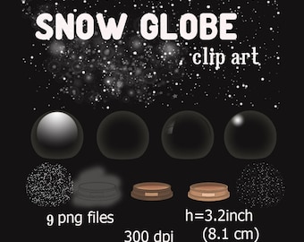 Clipart kuli śnieżnej: Elementy do scrapbookingu świątecznego (PNG, 300 dpi)