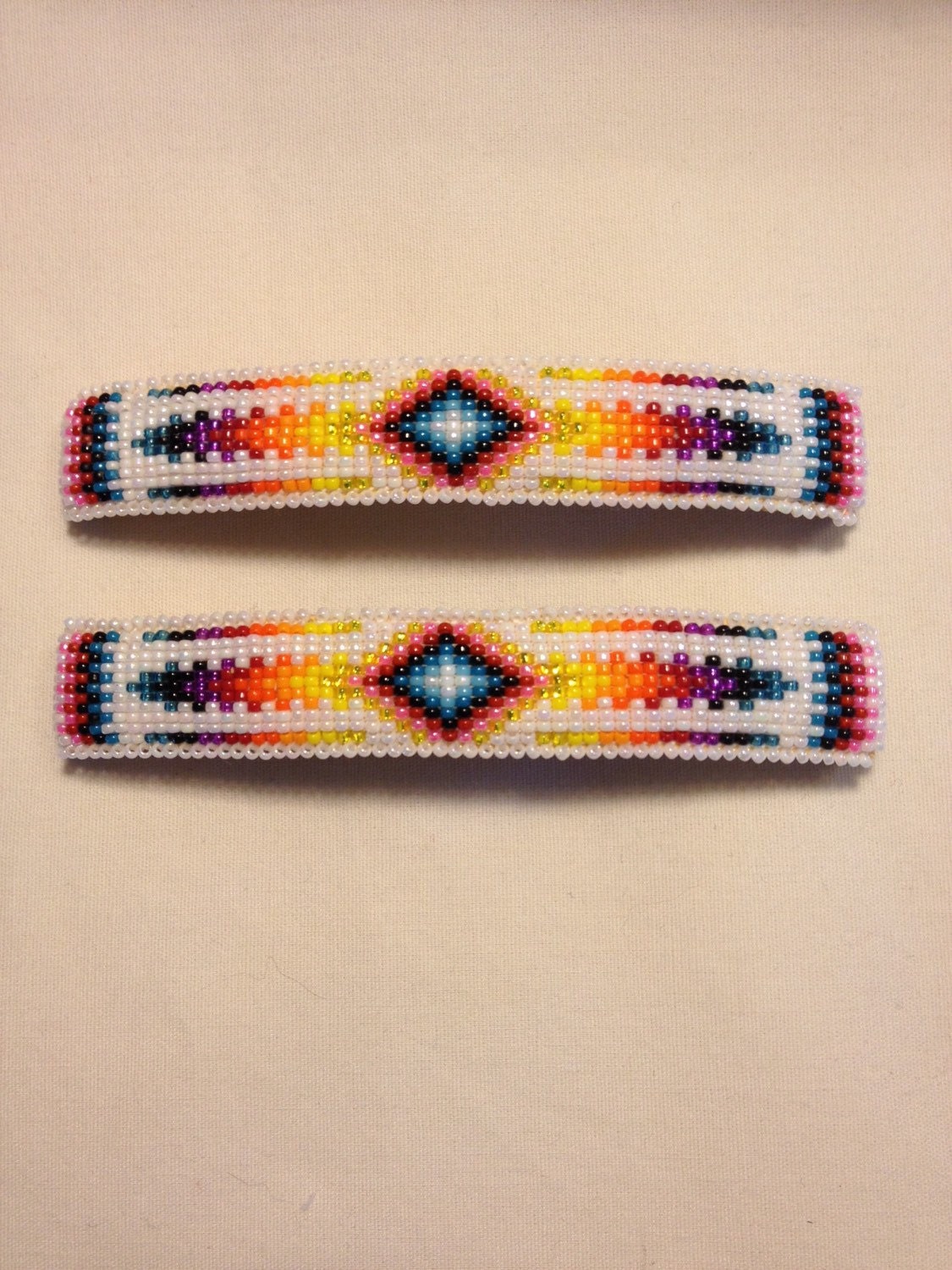 Native American beaded barrettes. Etsy