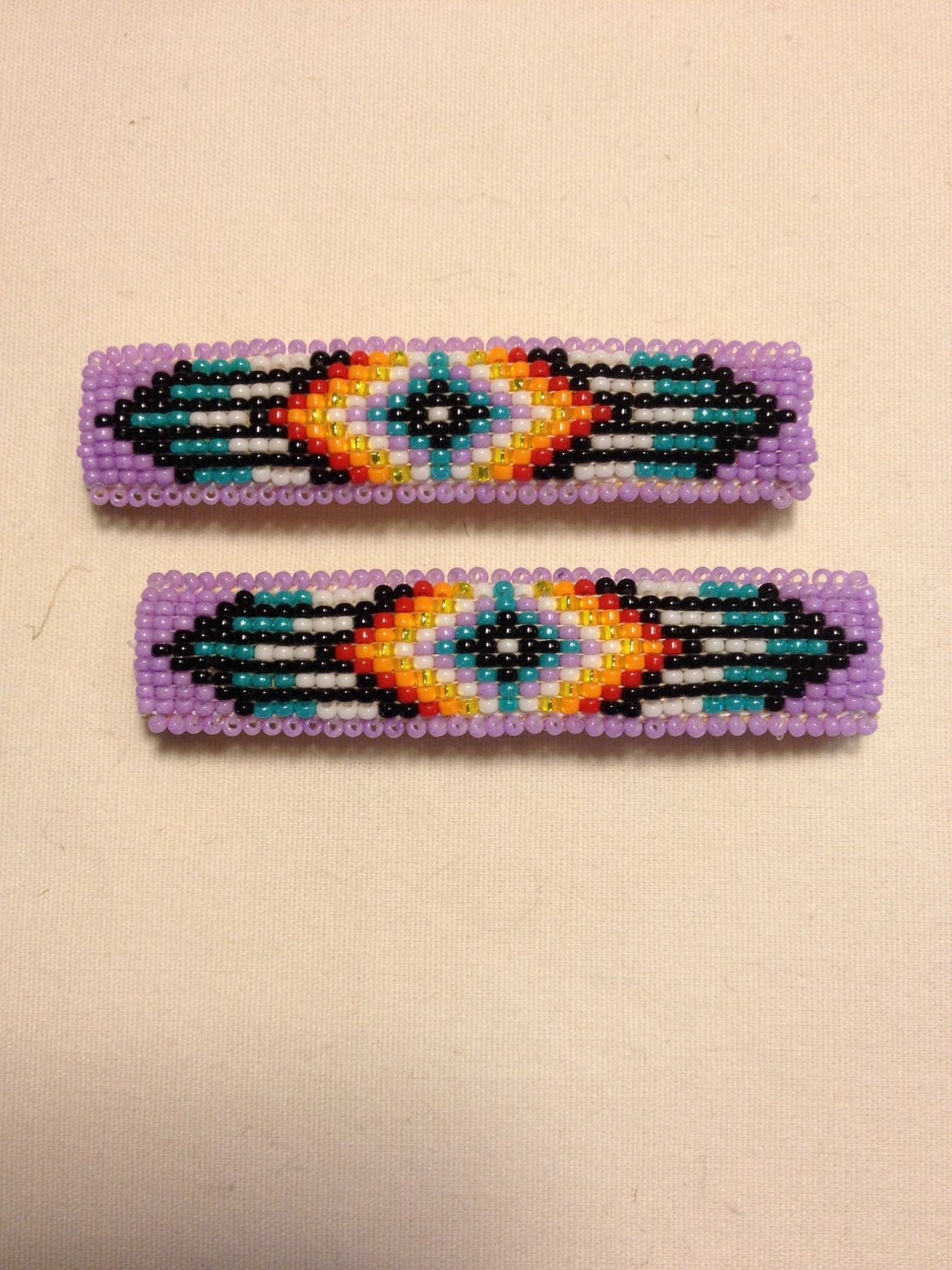 Native American beaded barrettes. Etsy