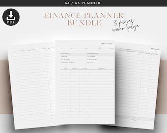 Finance Planner Bundle, A4 A5 Printable Planner, A5 Printable Planner Inserts, Budget Printable Planner, Debt Tracker, Bills Tracker