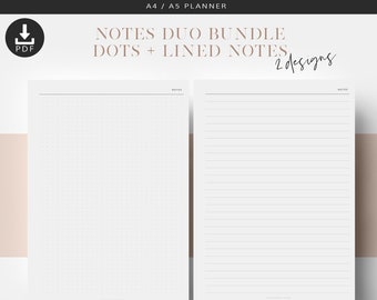 A5 Notes – Dots + Lines, Printable Planner Inserts, Notes Planner Inserts, Productivity Planner Inserts, A5 Planner Refills
