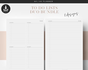 A5 To Do List, Printable Planner Inserts, To Do Checklist, Productivity Planner Printable, A5 Planner Pages, Work Planner Printable