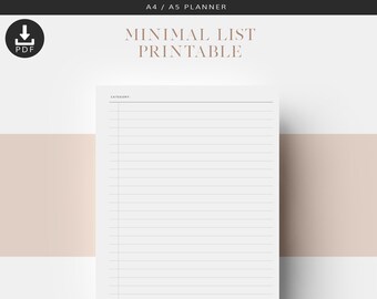 Checklist, Printable A5 A4 Planner Inserts, Printable List, To Do Planner Inserts, Productivity Printable, A5 Planner Pages, Agenda Refill