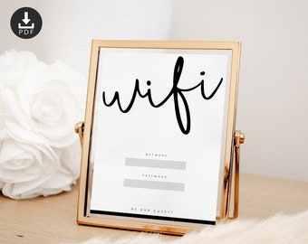 Airbnb WiFi Password Sign, Guest Room Printable (PDF, JPEG)