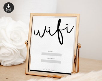 WiFi Password Printable Sign, Airbnb WiFi Sign, Guest Bedroom WiFi Sign, Guest Bedroom Printable, Airbnb Printable, WiFi Network Printable