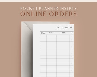 Online Orders, Pocket Printable Planner Inserts, Online Purchases Tracker, Online Shopping Tracker, Agenda Refill