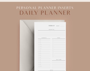 Daily Planner, Personal Printable Planner Inserts, Hourly Planner, Daily Schedule, To Do List, Productivity Daily Planner, Planner Inserts