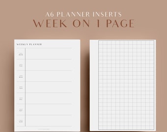 Weekly Planner, A6 Planner Inserts, Printable Planner Inserts, Week On One Page, Agenda Refill, Weeks Style Inserts
