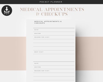 Pocket Medical Appointments Planner Insert (Digital Download)
