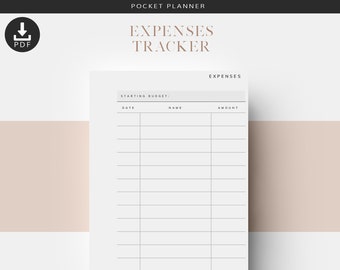 Pocket Expenses Tracker, Pocket Printable Planner Inserts, Budget Planner Inserts, Financial Planner Inserts, Pocket Planner Pages,