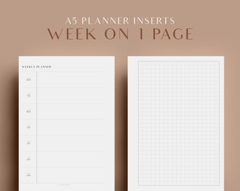 A5 Weekly Planner, Printable Planner Inserts, Week On One Page, A5 Planner Refill, GM Agenda Refill, Hobonichi Weeks Style, Planner Pages