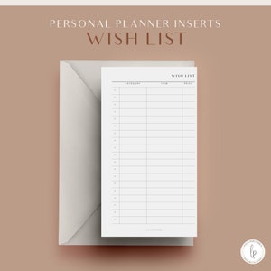 Wunschliste, Personal druckbare Planer Einsätze, Checklisten Einsätze, Planer Tracker, Planer Seiten, Agenda Refill, Personal Planner Refill