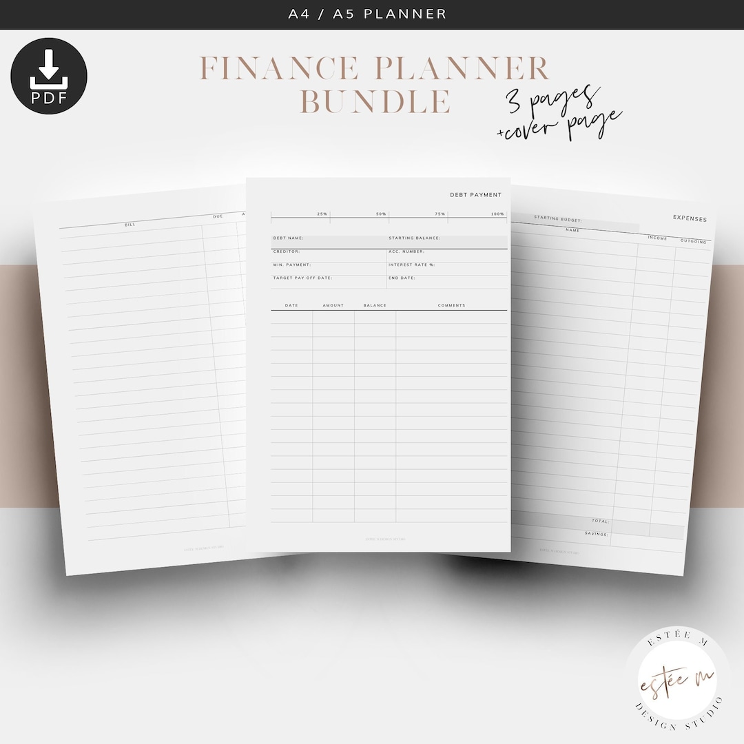 Finance Planner Bundle, A4 A5 Printable Planner, A5 Printable Planner ...